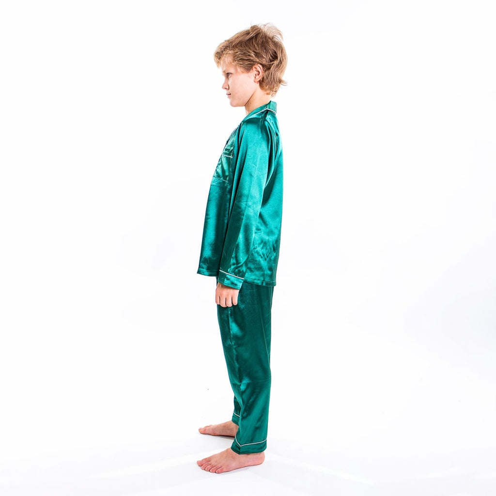 Kids Satin Pajamas Set Long Pants +long Sleeves