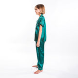 Kids Satin Pajamas Set Short Sleeves + Long Pants