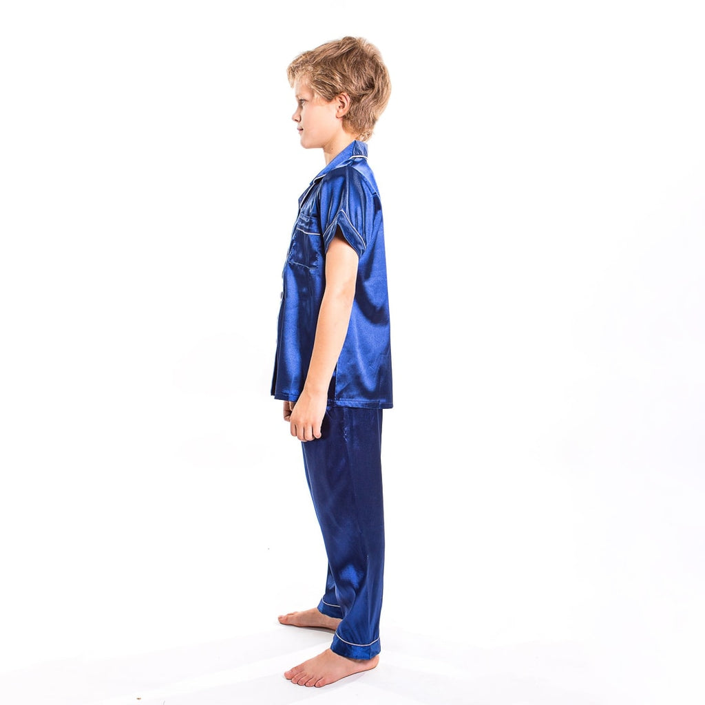 Kids Satin Pajamas Set Short Sleeves + Long Pants