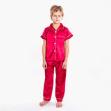 Kids Satin Pajamas Set Short Sleeves + Long Pants