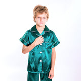 Kids Satin Pajamas Set Short Sleeves + Long Pants