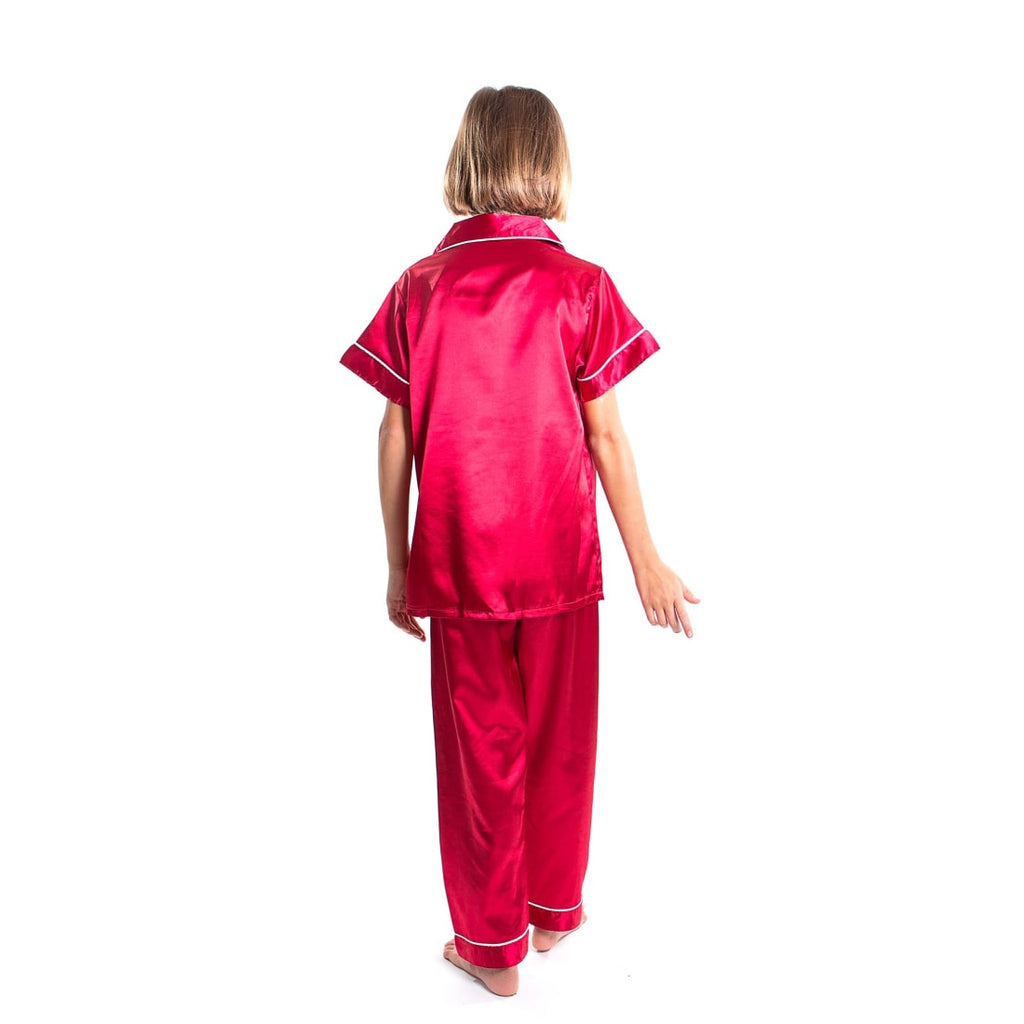 Kids Satin Pajamas Set Short Sleeves + Long Pants