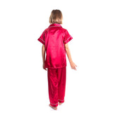 Kids Satin Pajamas Set Short Sleeves + Long Pants