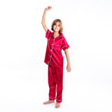 Kids Satin Pajamas Set Short Sleeves + Long Pants