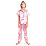 Kids Satin Pajamas Set Short Sleeves + Long Pants