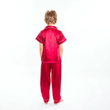 Kids Satin Pajamas Set Short Sleeves + Long Pants