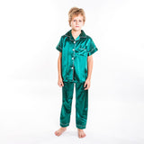 Kids Satin Pajamas Set Short Sleeves + Long Pants