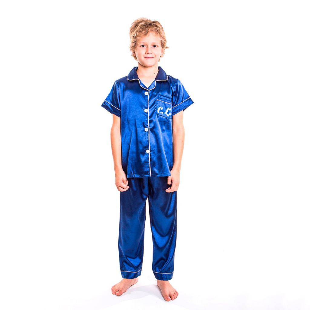 Kids Satin Pajamas Set Short Sleeves + Long Pants