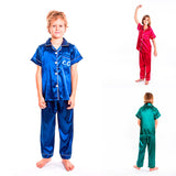 Kids Satin Pajamas Set Short Sleeves + Long Pants