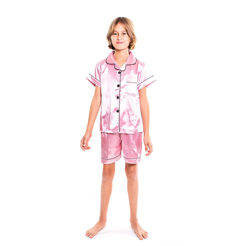 Kids Satin Pajamas Set Shorts+short Sleeves top