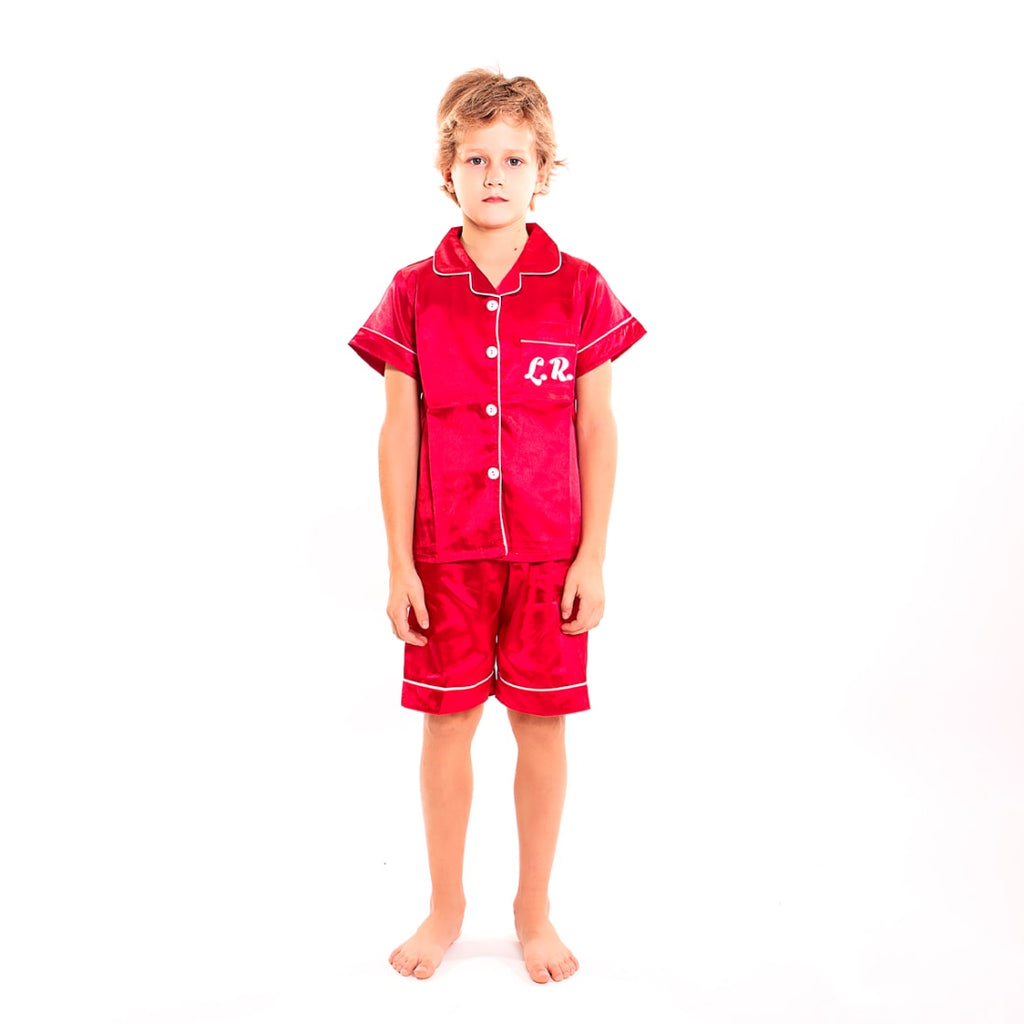 Kids Satin Pajamas Set Shorts+short Sleeves top