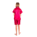 Kids Satin Pajamas Set Shorts+short Sleeves top