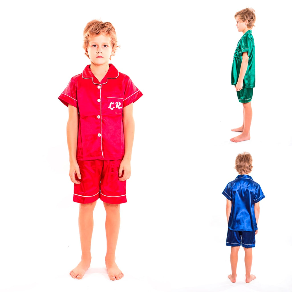 Kids Satin Pajamas Set Shorts+short Sleeves top