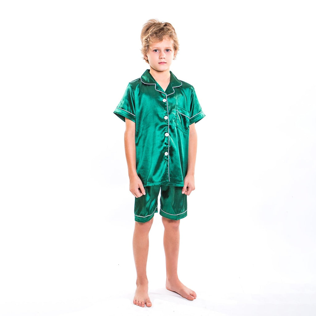 Kids Satin Pajamas Set Shorts+short Sleeves top