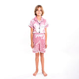 Kids Satin Pajamas Set Shorts+short Sleeves top