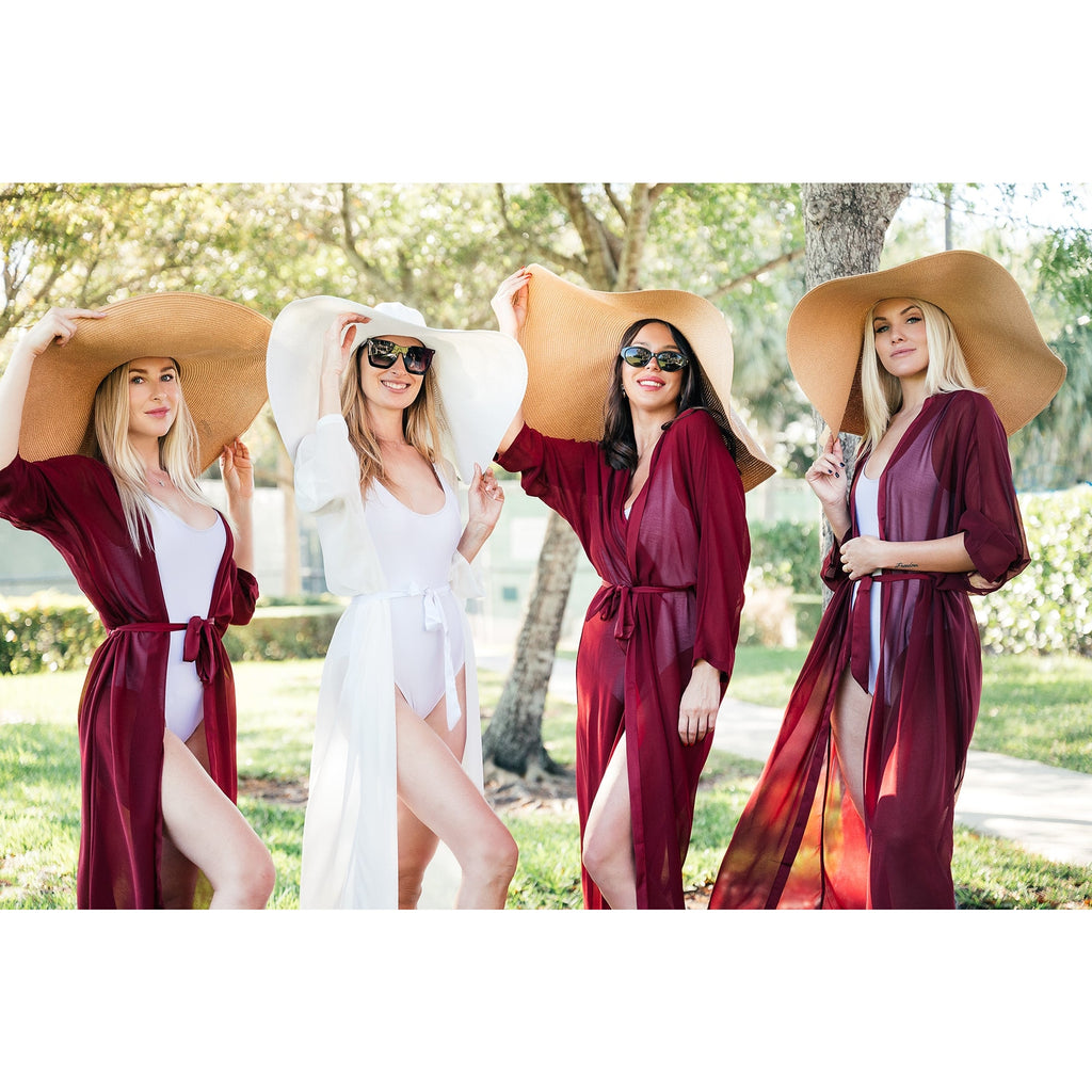 Long Swim Cover Ups with Belt