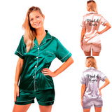 Maid of Honor Silky Pajamas Short Sleeves + Shorts