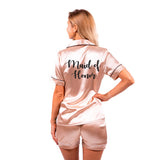 Maid of Honor Silky Pajamas Short Sleeves + Shorts