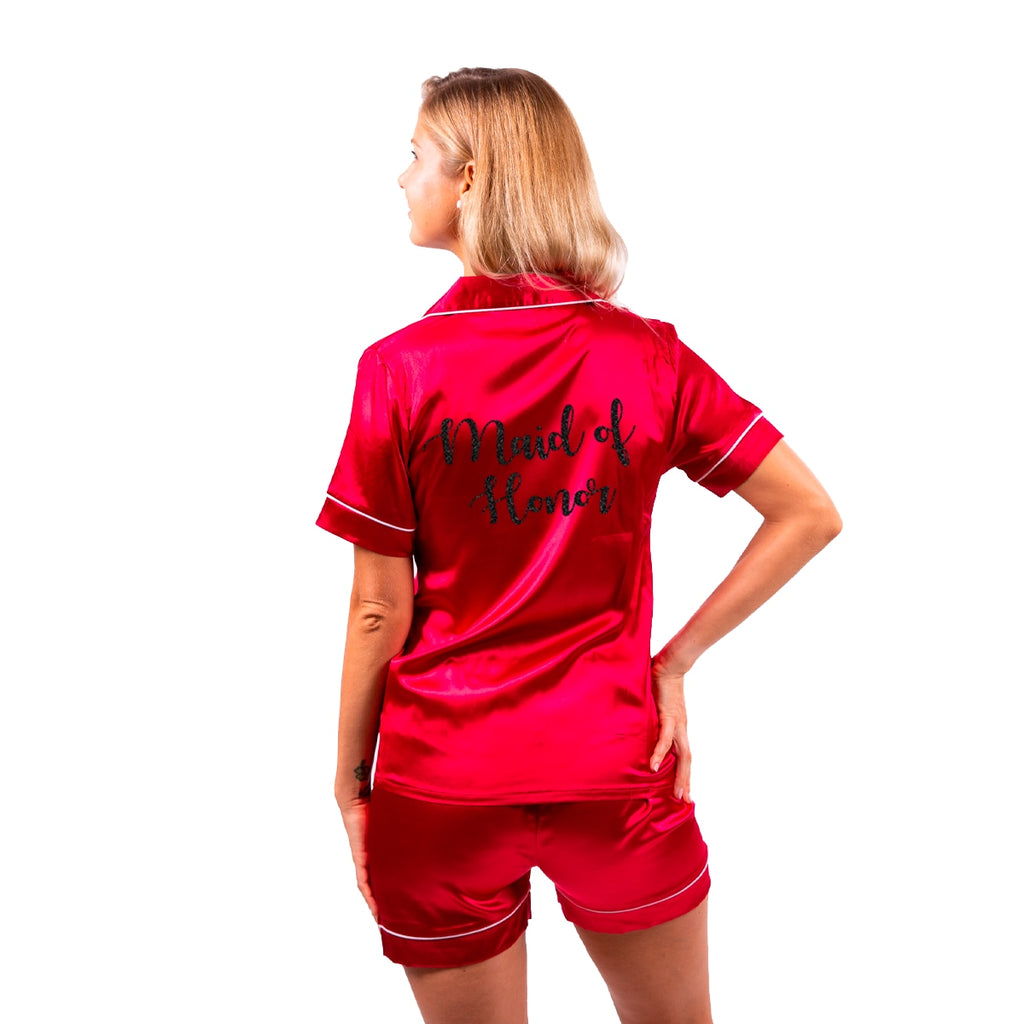 Maid of Honor Silky Pajamas Short Sleeves + Shorts