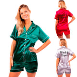 Maid of Honor Silky Pajamas Short Sleeves + Shorts