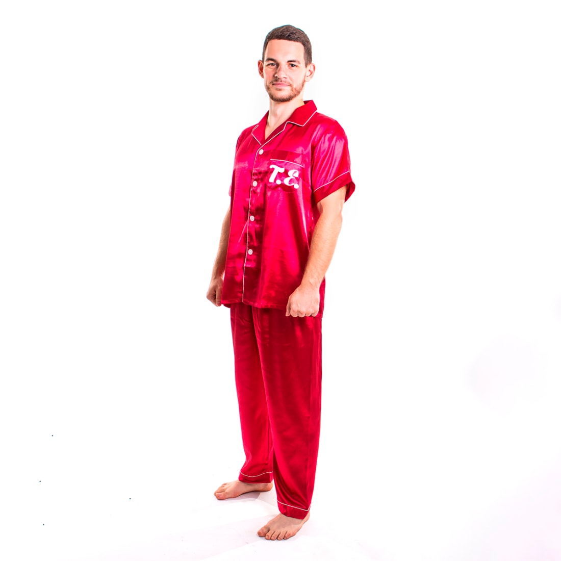 Red silk pajamas online mens