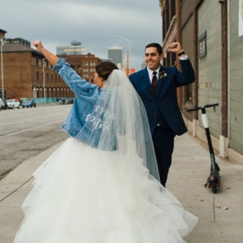 Mrs Bridal Customized Denim Jacket with Pearls