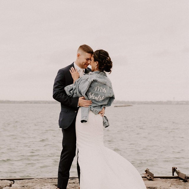 Mrs Bridal Customized Denim Jacket with Pearls