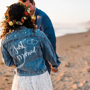 Mrs Bridal Customized Denim Jacket with Pearls