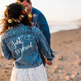 Mrs Bridal Customized Denim Jacket with Pearls