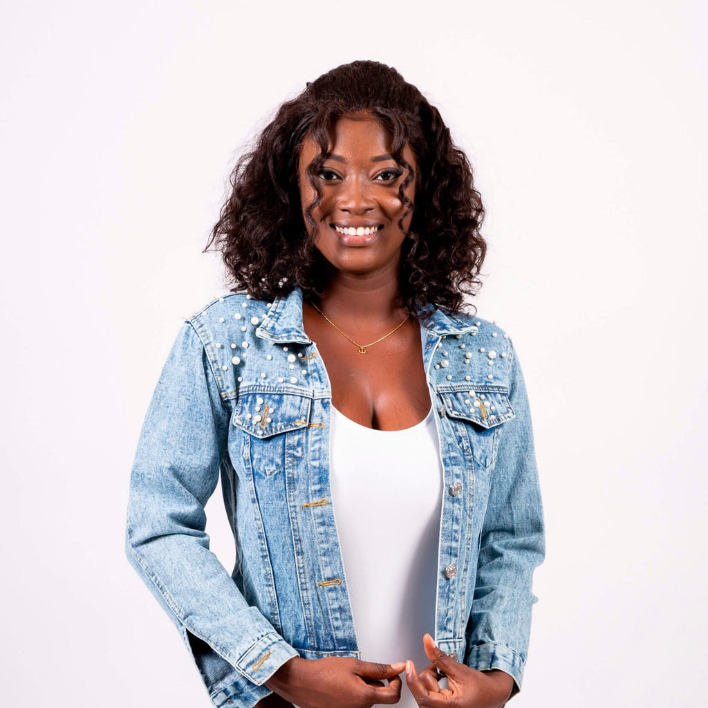 Mrs Bridal Customized Denim Jacket with Pearls