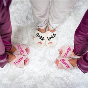 Personalized Fluffy Cross Slippers