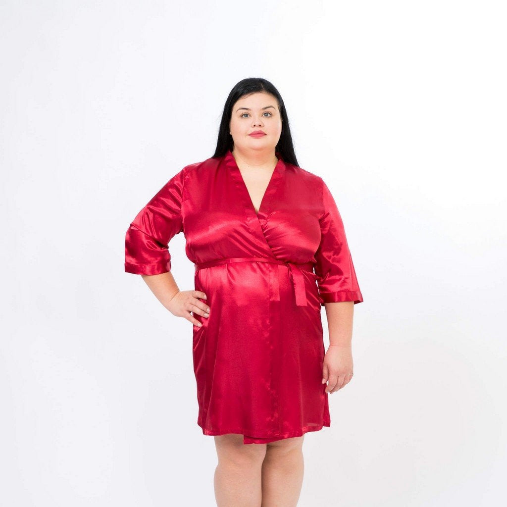 Coral Customized Bride and Bridesmaid Satin Robes for Wedding Party - Bridesmaids World