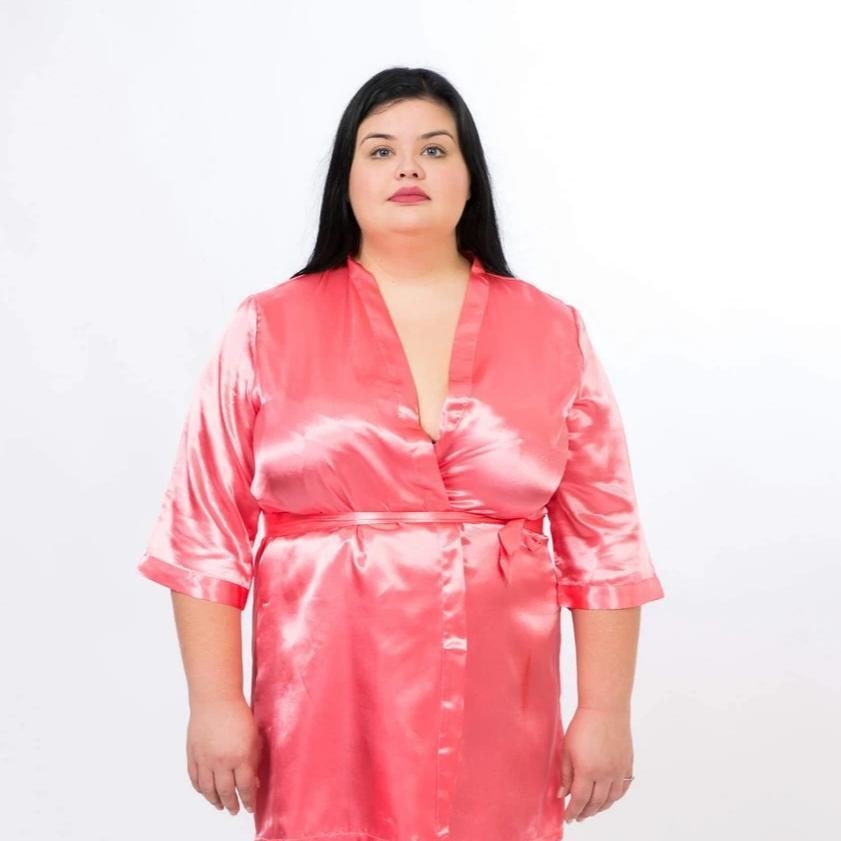 Coral Customized Bride and Bridesmaid Satin Robes for Wedding Party - Bridesmaids World