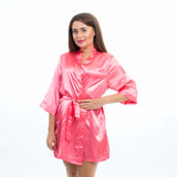Coral Customized Bride and Bridesmaid Satin Robes for Wedding Party - Bridesmaids World