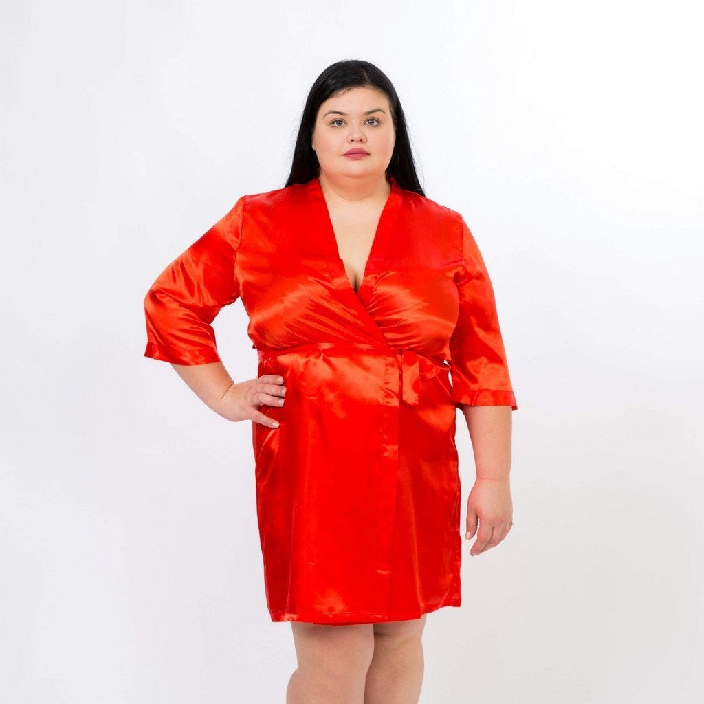 Coral Customized Bride and Bridesmaid Satin Robes for Wedding Party - Bridesmaids World