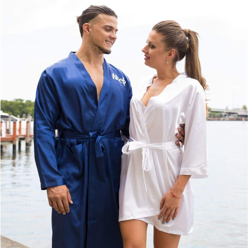 His and Hers Personalized Satin Robes - Bridesmaid's World