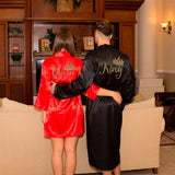 Satin King and Queen Matching Family Robes Set with Personalization