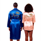 Satin King and Queen Matching Family Robes Set with Personalization