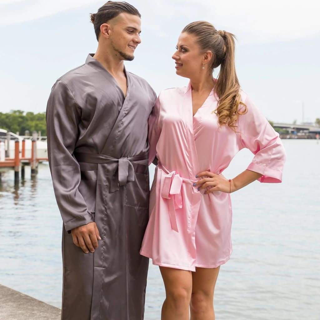 Satin matching men's and women's robes set – Bridesmaid's World