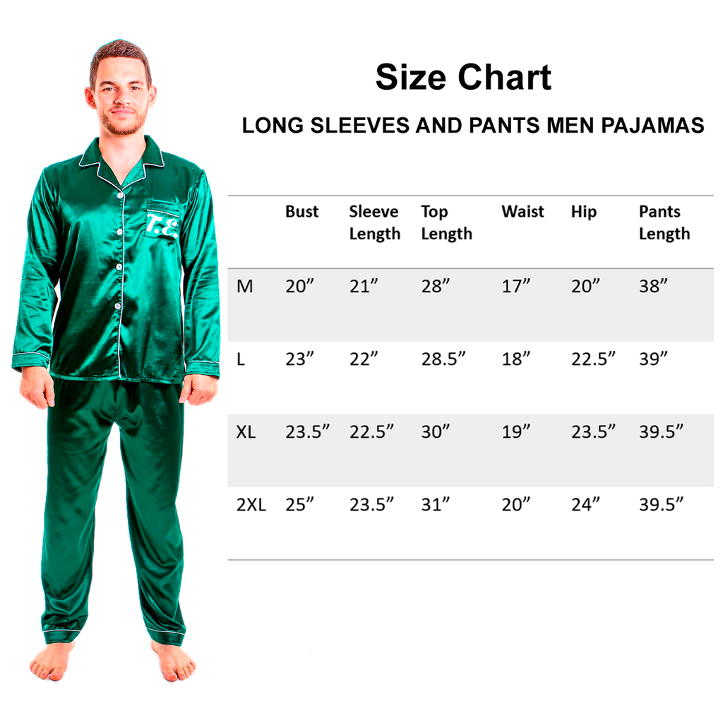 Men's Satin Pajamas Long  Sleeves + Pants