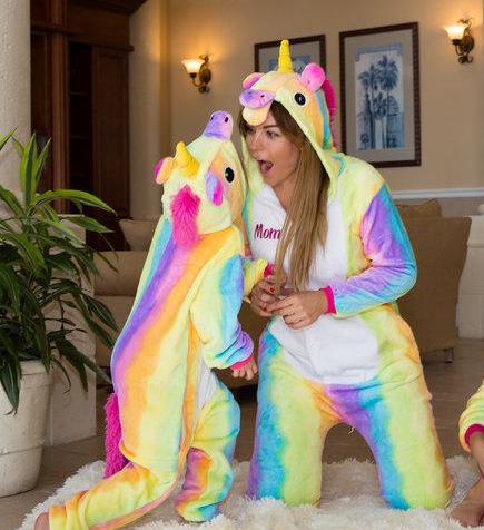 Rainbow Unicorn Hooded Union Suit Pajamas - Bridesmaid's World