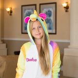 Rainbow Unicorn Hooded Union Suit Pajamas - Bridesmaid's World