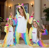 Rainbow Unicorn Hooded Union Suit Pajamas - Bridesmaid's World