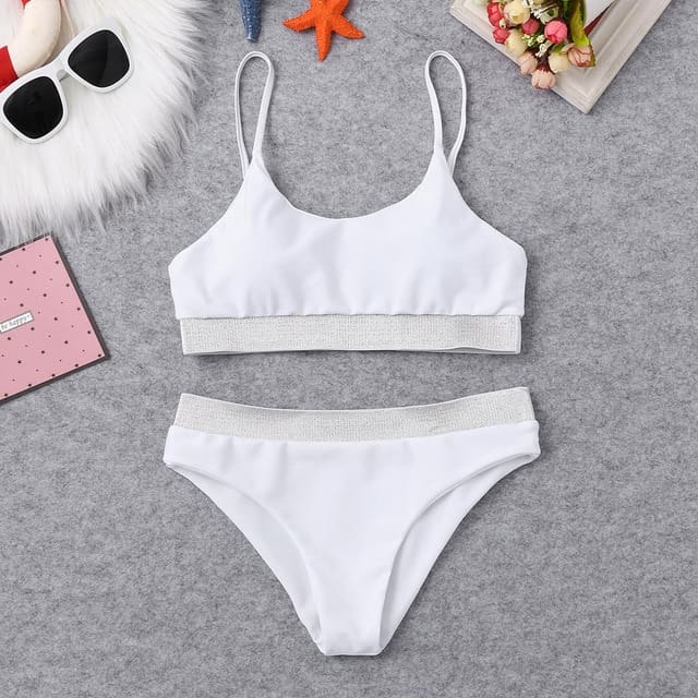 Womens Two Pieces Sequins Rhinestone Swimsuit - Bridesmaids World