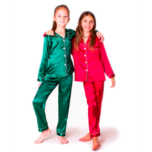 Kids Satin Pajamas set Long Pants +Long sleeves