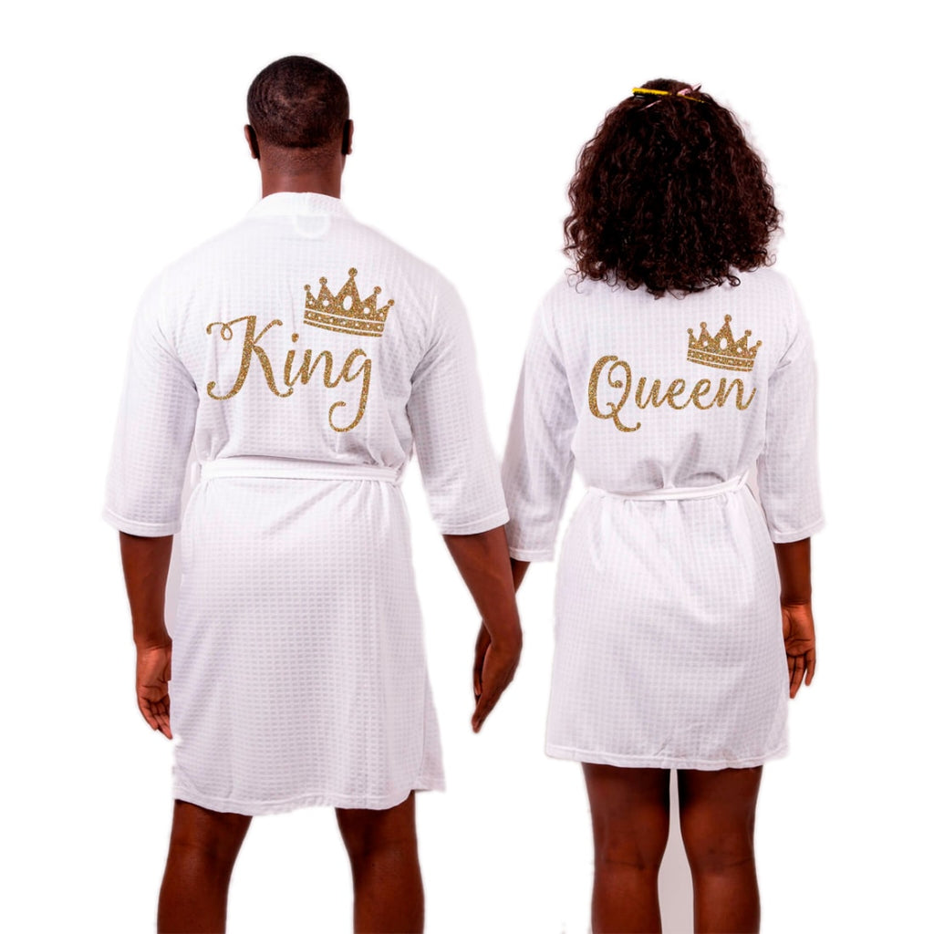Cotton Waffle-knit Customized King and Queen Matching Robes for Couples Set