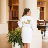 King and Queen Personalized Terry Bathrobes with brown Ribbon - Bridesmaid's World