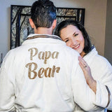 Cozy Terry with Brown Border Papa Bear and Mama Bear Personalized Bathrobe Set