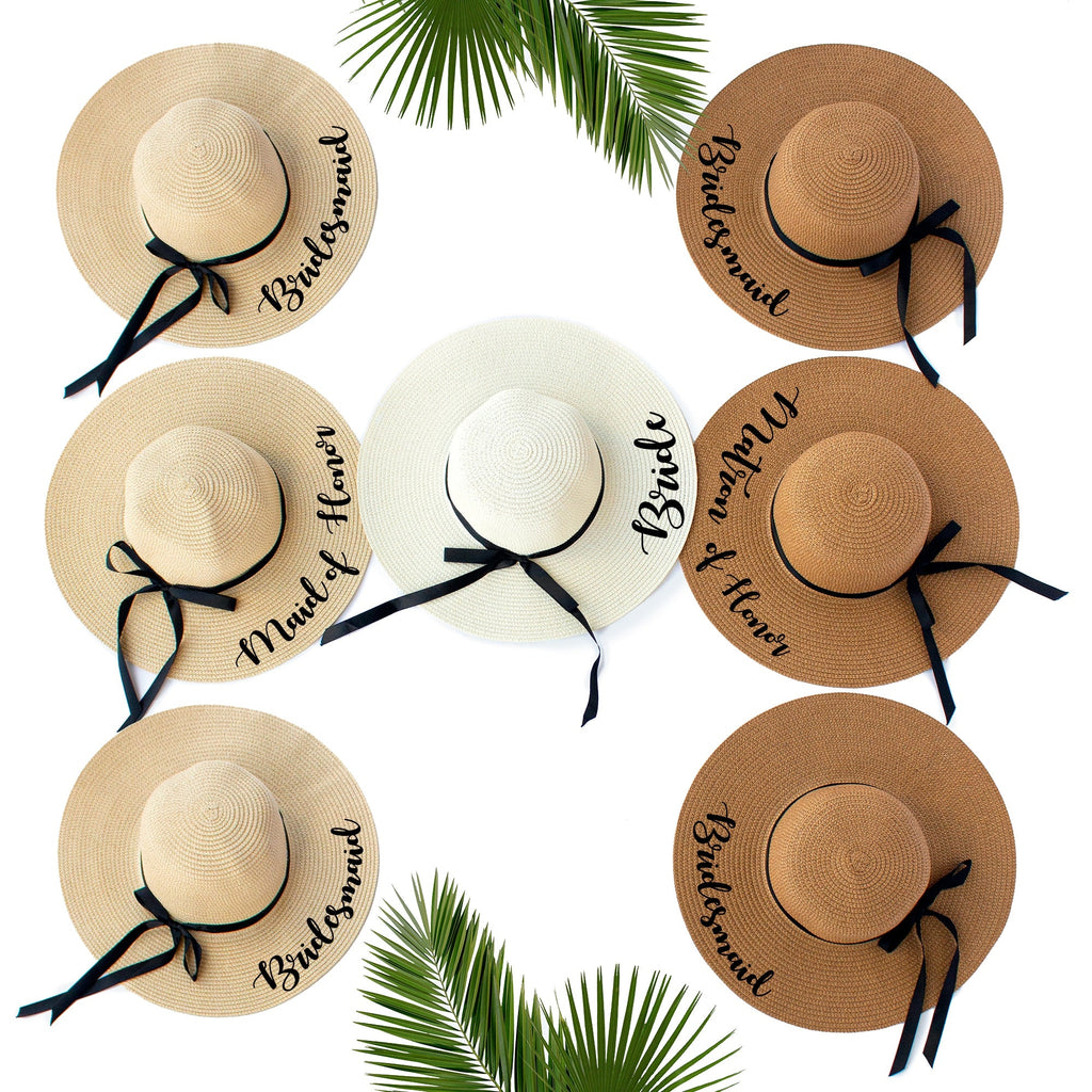 Floppy Sun Hats with names Customized hats Bridesmaid hats bride