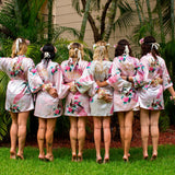 Floral Peacocks Bridesmaids Kimono Robes